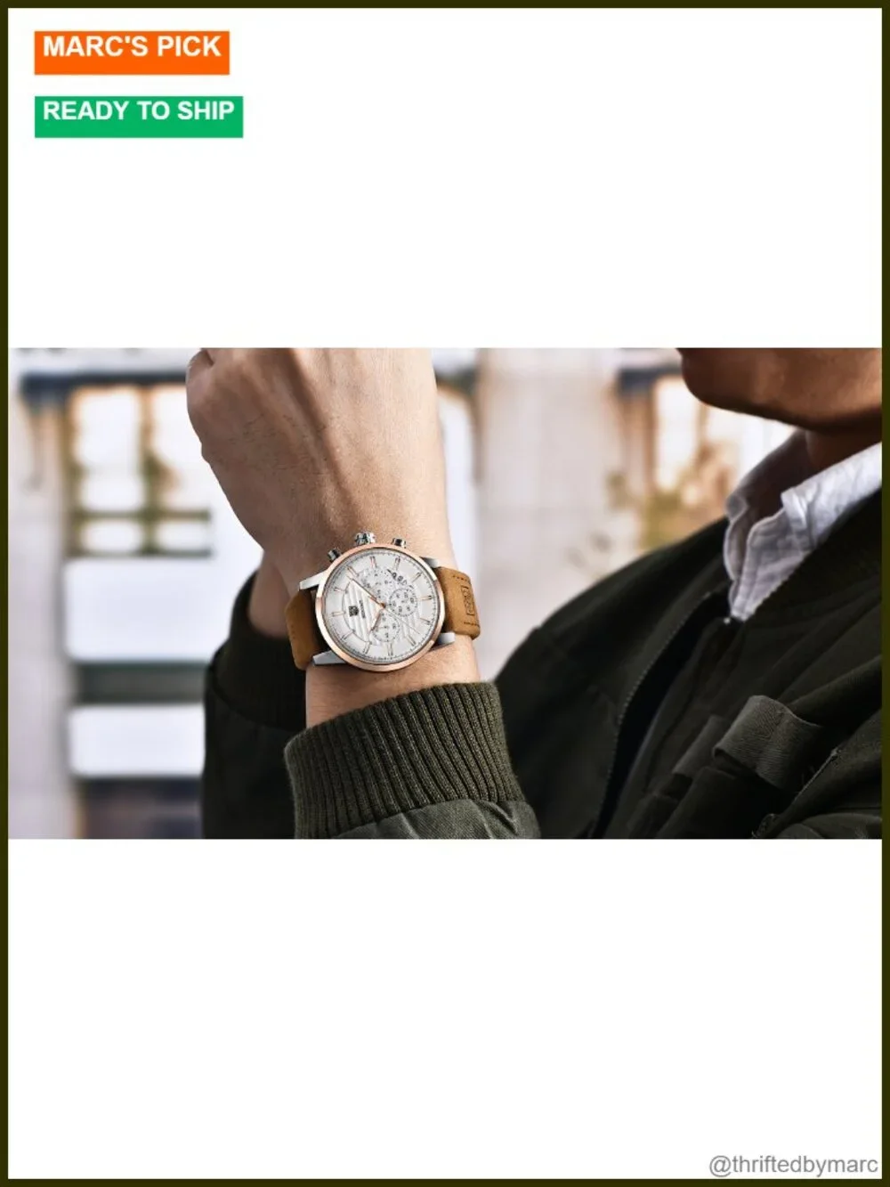 Leather Band Quartz Chronograph Waterproof Business Sport Wrist Watch